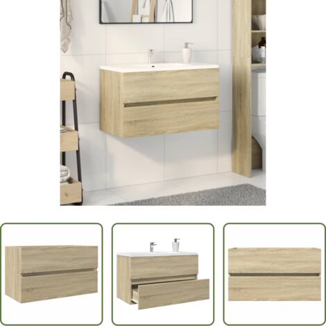 Lavabo in legno -  Mobile Lavabo Rovere Sonoma 80x38,5x45 cm in Legno Multistrato