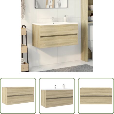 Lavabo in legno -  Mobile Lavabo Rovere Sonoma 90x38,5x45 cm in Legno Multistrato