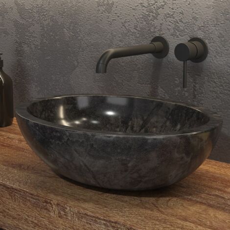 Lavabo in marmo colore nero 45cm  Litos-LEN40 kamalu