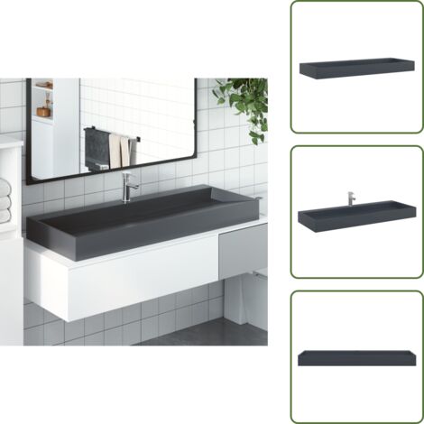Lavabo in minerale - vidaXL Lavandino 120x46x11 cm Blocco in Marmo/Minerale Antracite - Lavabo antracite