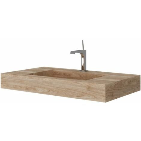 Lavabo In Stratificato Hpl Con Vasca Centrale Rovere Miele 80Cm