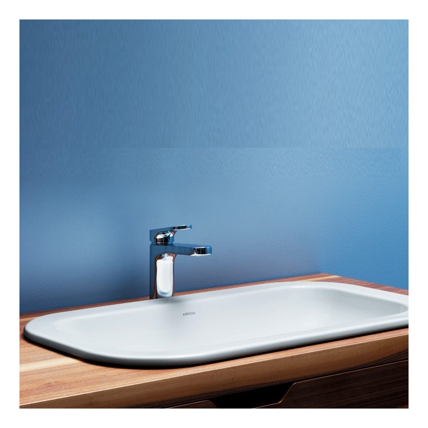 Lavabo Incasso Bagno Ceramica.Lavabo Incasso Mod Glaze 69x38 Ceramica Azzurra Design Moderno Glz69x38b1 In