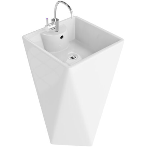 Lavabo indépendant LAVITA   Vasque autoportante élégante  Produit en porcelaine de haute qualité rectangulaire  46x45,5x80,5 cm  Blanc brillant