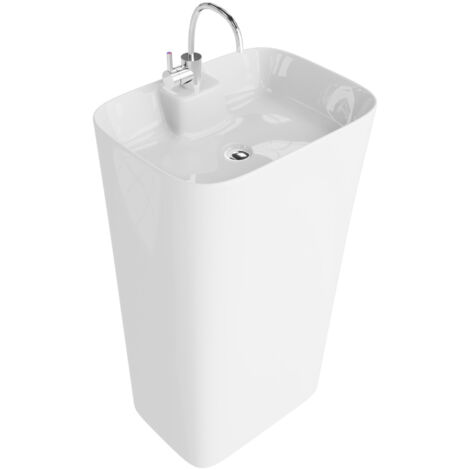 Lavabo indépendant LAVITA  Vasque autoportante élégante  Produit en porcelaine de haute qualité  rectangulaire 50x38,5x86 cm  Blanc brillant