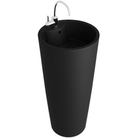 Lavabo indépendant LAVITA  Vasque autoportante élégante  Produit en porcelaine de haute qualité ronde   40x40x83,5 cm  Noir