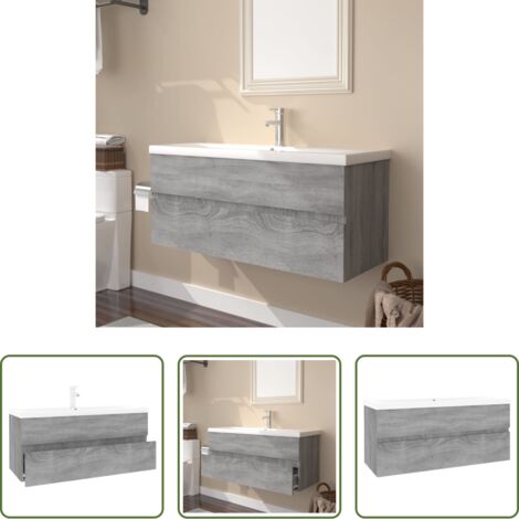 Lavabo integrato -  Mobile Bagno e Lavabo Integrato Grigio Sonoma Legno Multistrato