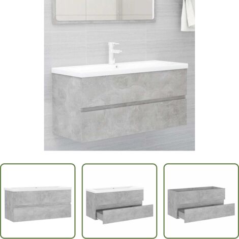 Lavabo integrato -  Mobile con Lavabo Integrato Grigio Cemento in Legno Multistrato