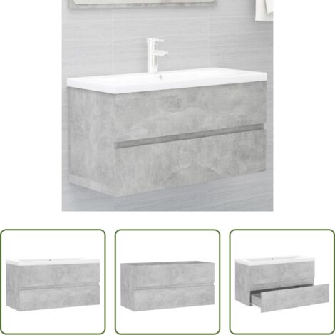Lavabo integrato -  Mobile con Lavabo Integrato Grigio Cemento in Legno Multistrato