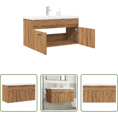 Lavabo integrato -  Mobile da Bagno con Lavabo Integrato Rovere Artigianale