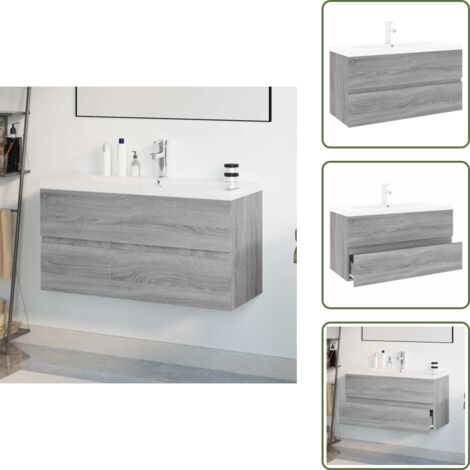 Lavabo integrato - vidaXL Mobile Bagno e Lavabo Integrato Grigio Sonoma Legno Multistrato - Mobile in legno