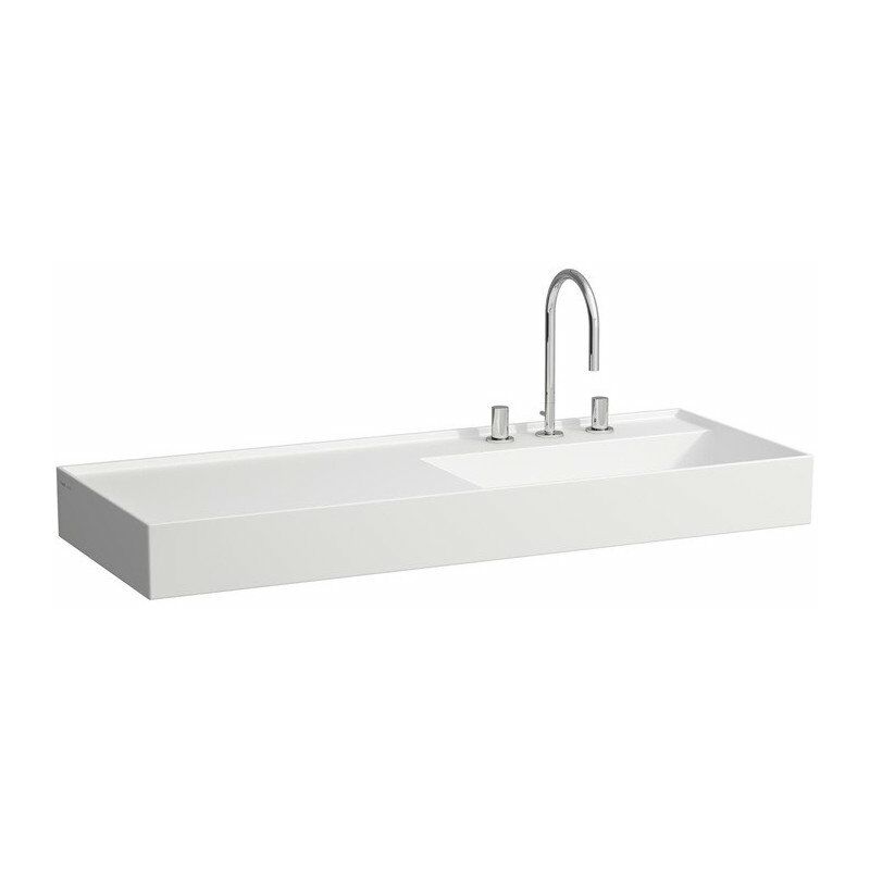 

Lavabo KARTELL 1200 x 460 mm, balda izquierda sin rebosadero, sin orificio para grifería, blanco mate LAUFEN