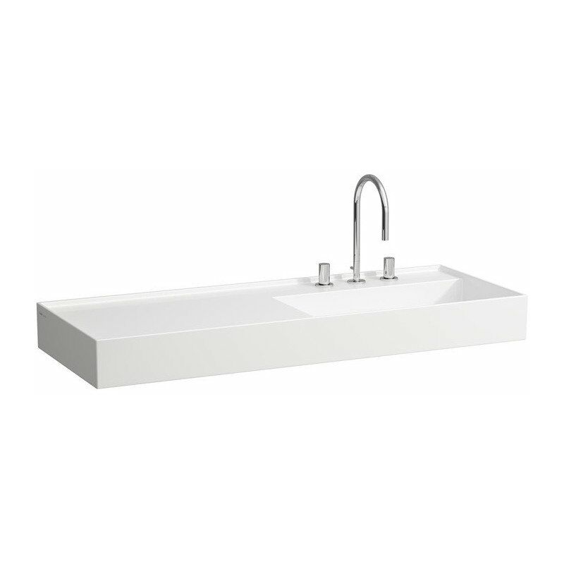 

Lavabo KARTELL 1200 x 460 mm, balda izquierda sin rebosadero, versión 1 grifo blanco LCC LAUFEN