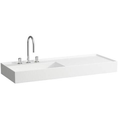 Lavabo KARTELL 1200 x 460 mm, étagère à droite sans trop-plein, sans trou pour robinet blanc LAUFEN