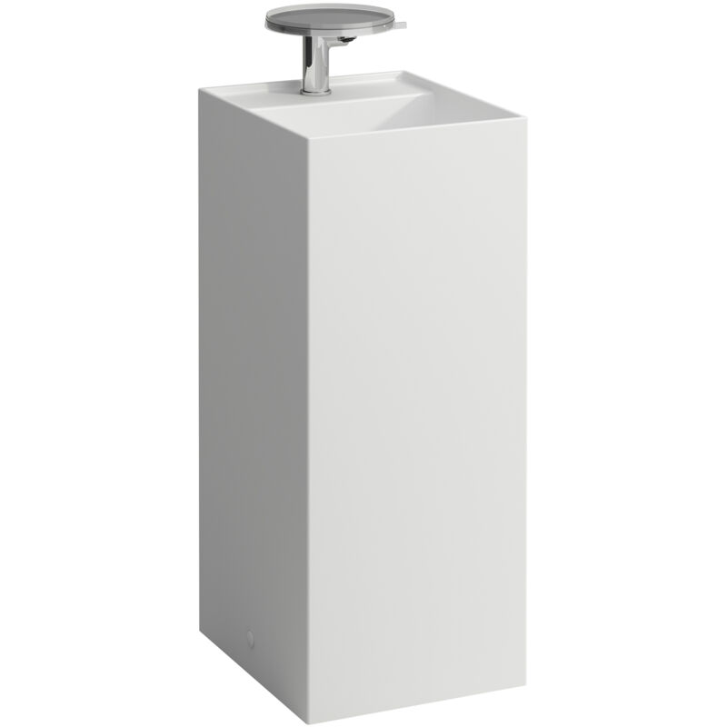 

Lavabo KARTELL 375 x 435 x 900 mm, de libre instalación sin rebosadero, 2 orificios para grifería, blanco mate LAUFEN