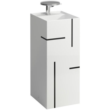 Lavabo KARTELL 375 x 435 x 900 mm, sur pied, sans couvercle, avec lignes noires LAUFEN