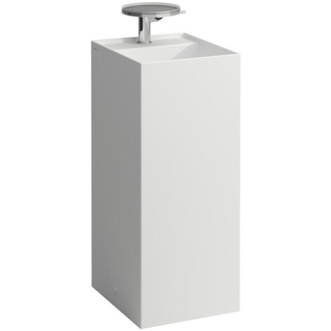 Lavabo KARTELL 375 x 435 x 900 mm, sur pied sans trop-plein, sans trou pour robinetterie, blanc mat LAUFEN