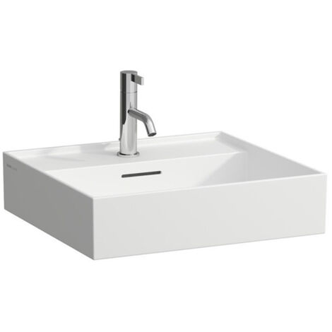 Lavabo KARTELL 500 x 460 mm, encastrable sous avec trop-plein, 1 trou pour robinet finition blanc mat LAUFEN