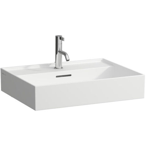 Lavabo KARTELL 600 x 460 mm, encastrable sous avec trop-plein, 1 trou pour robinet finition blanc mat LAUFEN