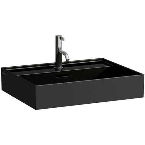 Lavabo KARTELL 600 x 460 mm, encastrable sous avec trop-plein, 1 trou robinet noir LAUFEN