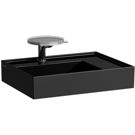 Lavabo KARTELL 600 x 460 mm, étagère à droite sans trop-plein, sans trou pour robinetterie noir LAUFEN
