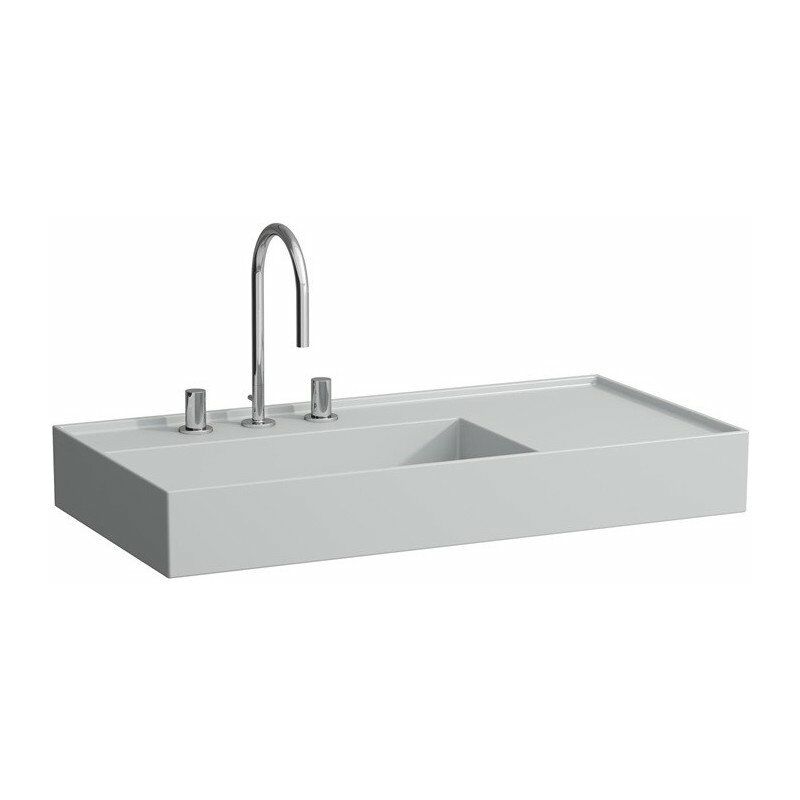 

Lavabo KARTELL 900 x 460 mm, balda derecha sin rebosadero, sin orificio para grifería gris LAUFEN