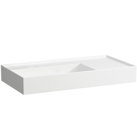 Lavabo KARTELL 900 x 460 mm, étagère à droite sans trop-plein, sans trou pour robinet blanc LCC LAUFEN