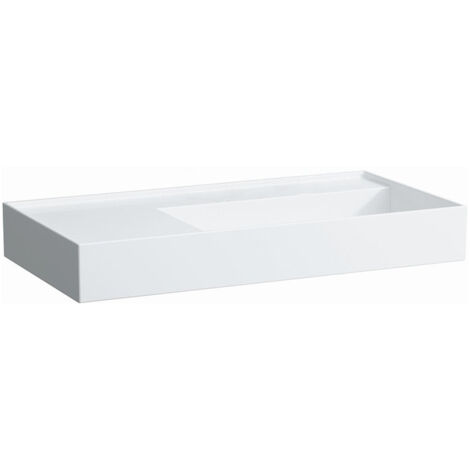 Lavabo KARTELL 900 x 460 mm, étagère à gauche sans trop-plein, sans trou pour robinet blanc LCC LAUFEN