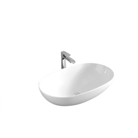 Lavabo La Ciotola appoggio cm. 70x44 senza foro in ceramica