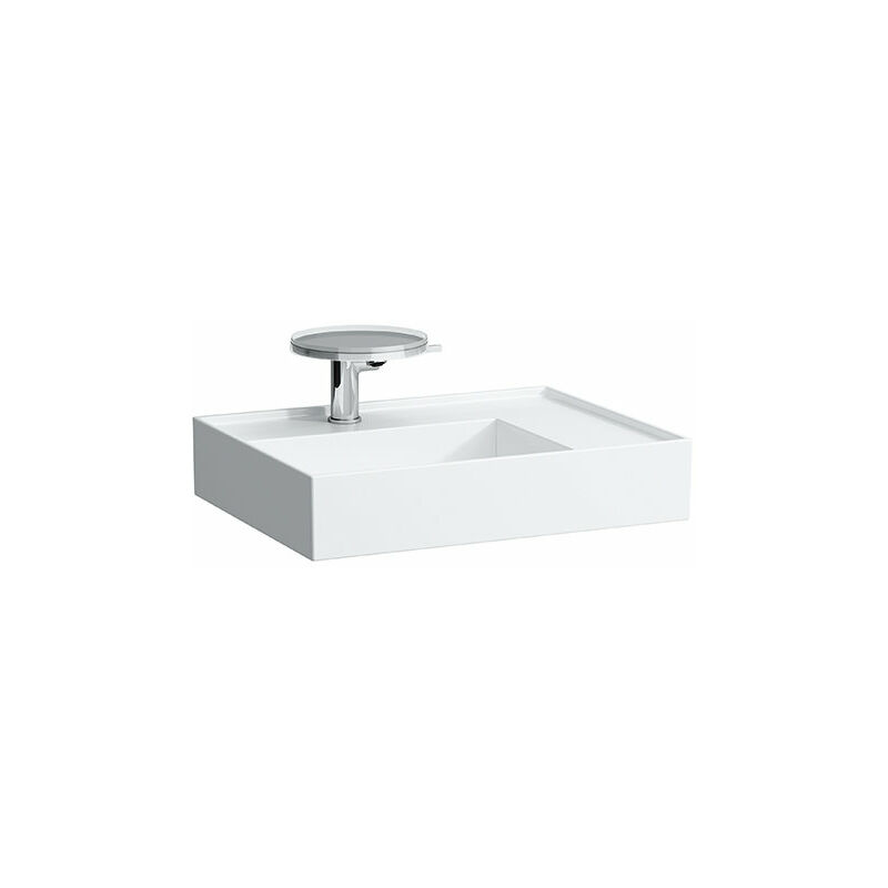 

Lavabo Kartell, 1 agujero para grifo, sin rebosadero, estantería a la derecha, 600x460, color: Blanco - H8103340001111 - Laufen