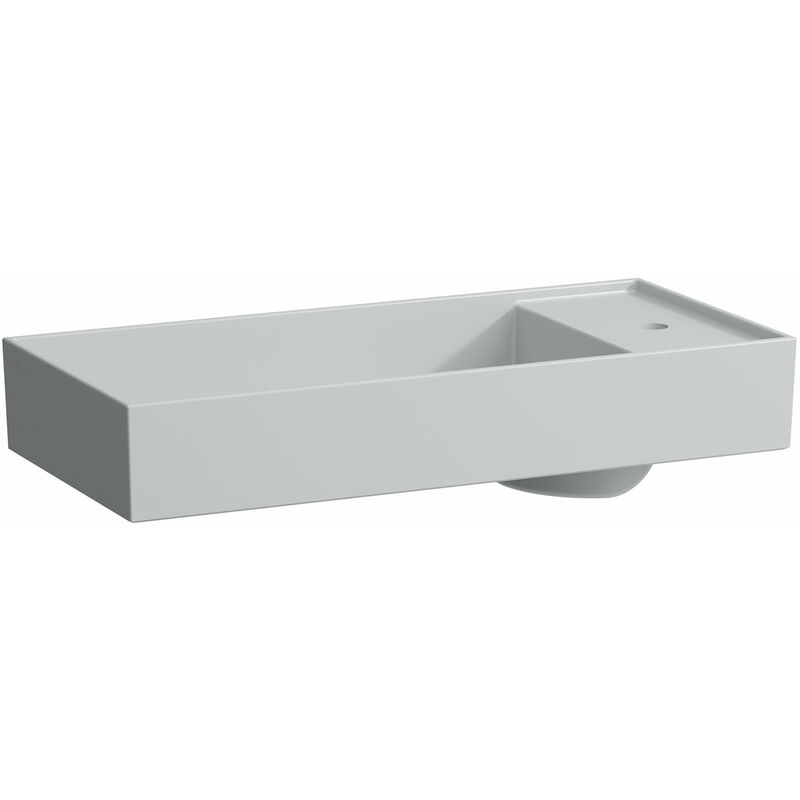 

Lavabo Kartell, 3 agujeros para grifos, sin rebosadero, con repisa para grifos, 750x350, color: Gris mate - H8123327591581 - Laufen