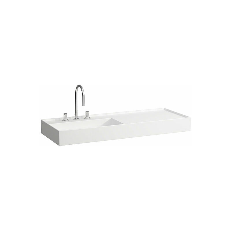 

Lavabo Kartell, en construcción, estantería a la derecha, 1 agujero para grifo, sin rebosadero, 1200x460, color: Blanco - H8133320001111 - Laufen