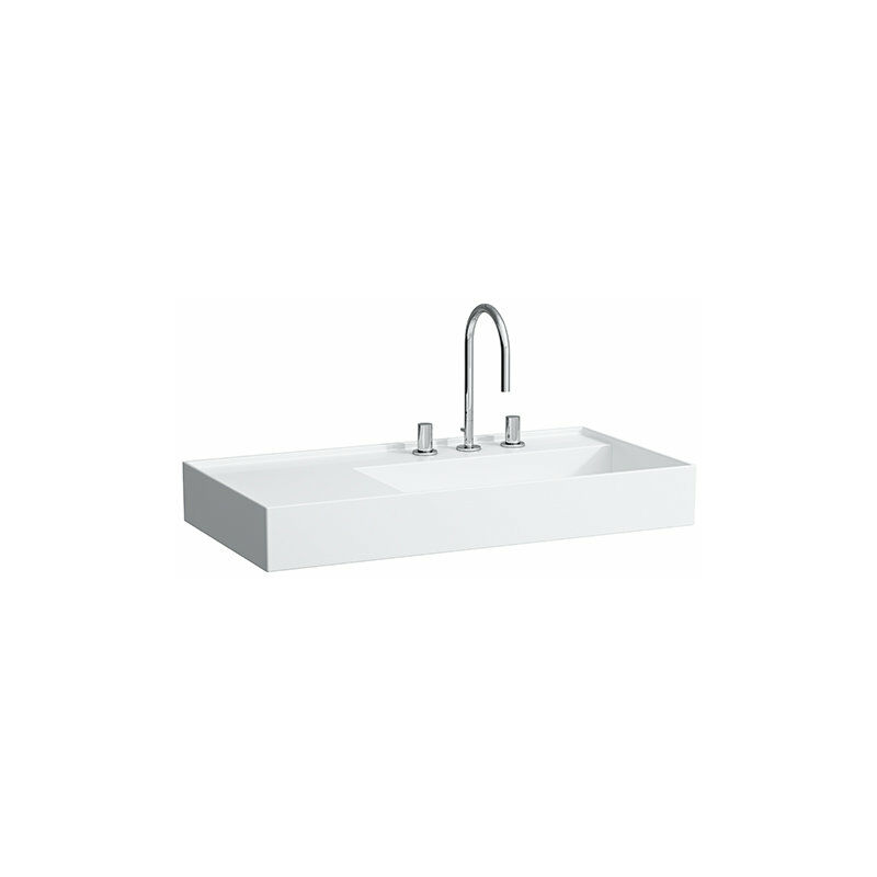 

Lavabo Kartell, en construcción, repisa a la izquierda, 1 agujero para grifo, sin rebosadero, 900x460, color: Blanco con LCC - H8103394001111 - Laufen