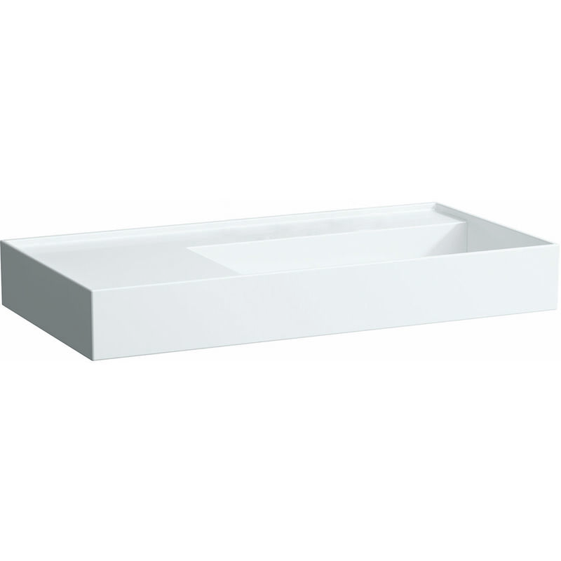 

Lavabo Kartell, en construcción, repisa a la izquierda, sin agujero para grifo, sin rebosadero, 900x460, color: Blanco con LCC - H8103394001121