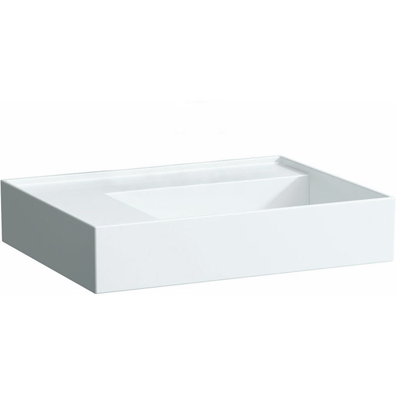 

Lavabo Kartell, repisa a la izquierda, sin agujero para grifo, sin rebosadero, 600x460, color: Blanco - H8103350001121 - Laufen