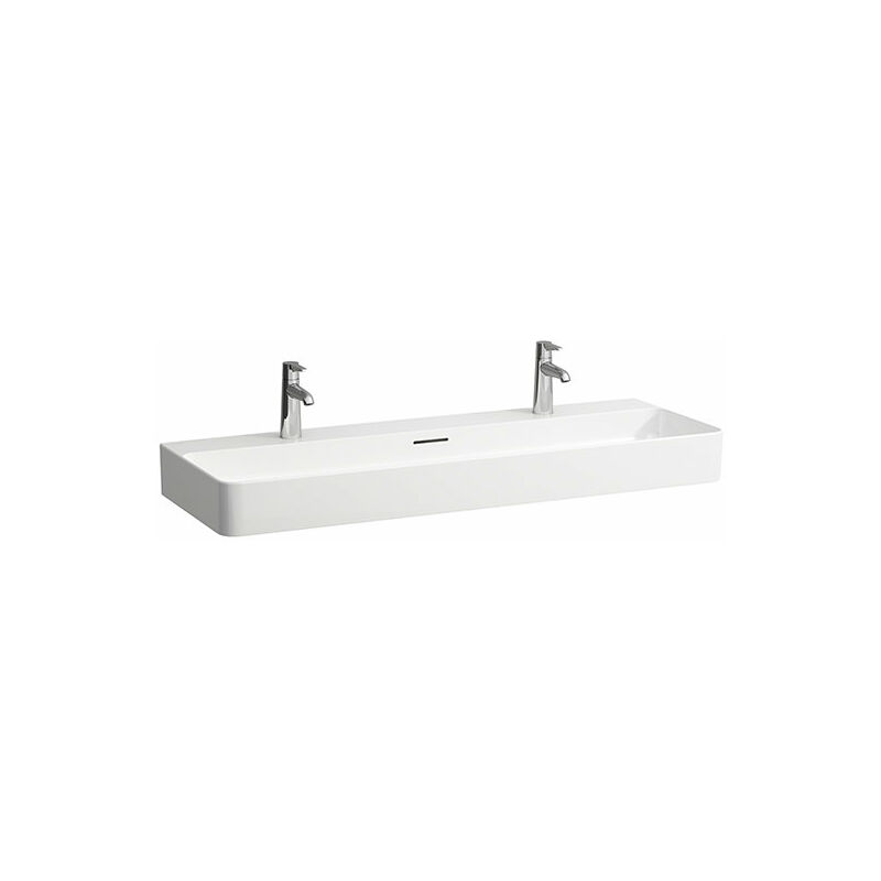 

Lavabo VAL Muebles, 2 agujeros para grifos, con rebosadero, 1200x420, blanco, color: Blanco con LCC - H8102894001071 - Laufen