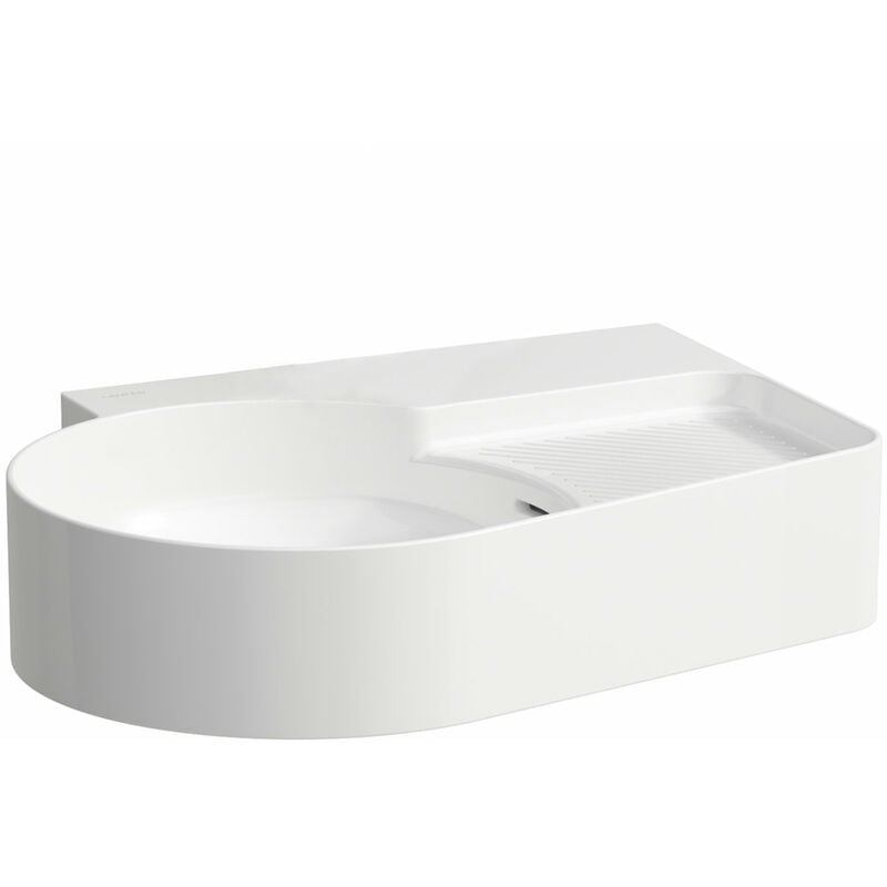 

Lavabo VAL, sin agujero del grifo, con rebosadero, 530x400, blanco, zona semiseca a la derecha, color: blanco mate - H8152887571091 - Laufen