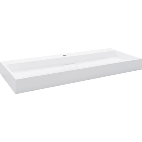 Lavabo Lavabo sobre encimera Fregadero Lavabo para montaje Cuarto de baño Interior Ducha WC Cabina Hogar 120 x 46 cm Mineral fundido blanco 020002636