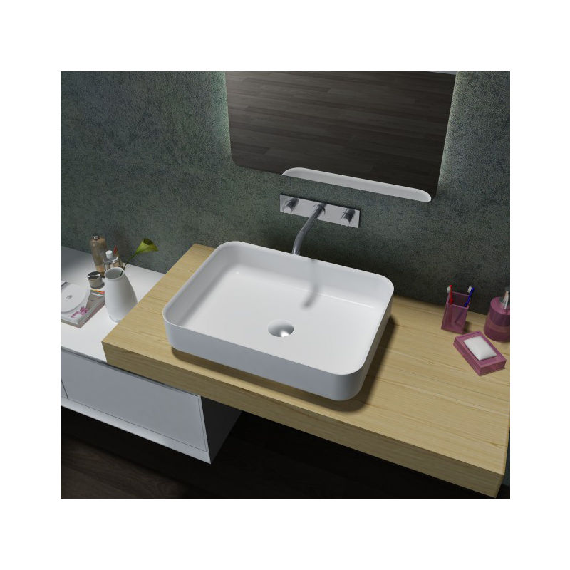 

Lavabo / lavamanos de polímero mineral, rectangular, para apoyar PB2121, 55 x 40 x 13 cm