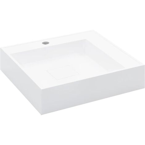 Lavabo lave-mains vasque à poser évier vasque à monter salle de bain intérieur salle d'eau cabine de toilette maison 50 x 50 cm fonte minérale blanc