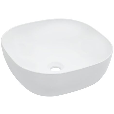 Lavabo lave-mains vasque à poser monter salle de bain intérieur salle d'eau cabine de toilette maison 42,5 x 42,5 cm céramique blanc