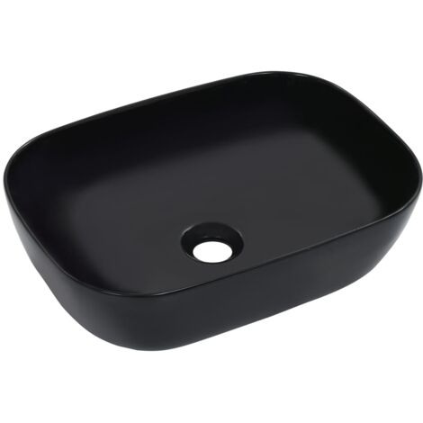 Lavabo lave-mains vasque à poser monter salle de bain intérieur salle d'eau cabine de toilette maison 45,5 x 32 cm céramique noir