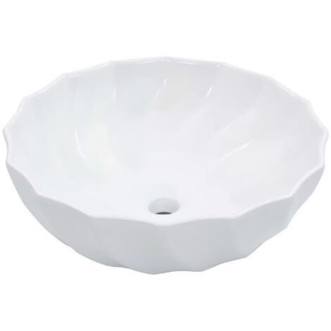 Lavabo lave-mains vasque à poser monter salle de bain intérieur salle d'eau cabine de toilette maison 46 x 17 cm céramique blanc