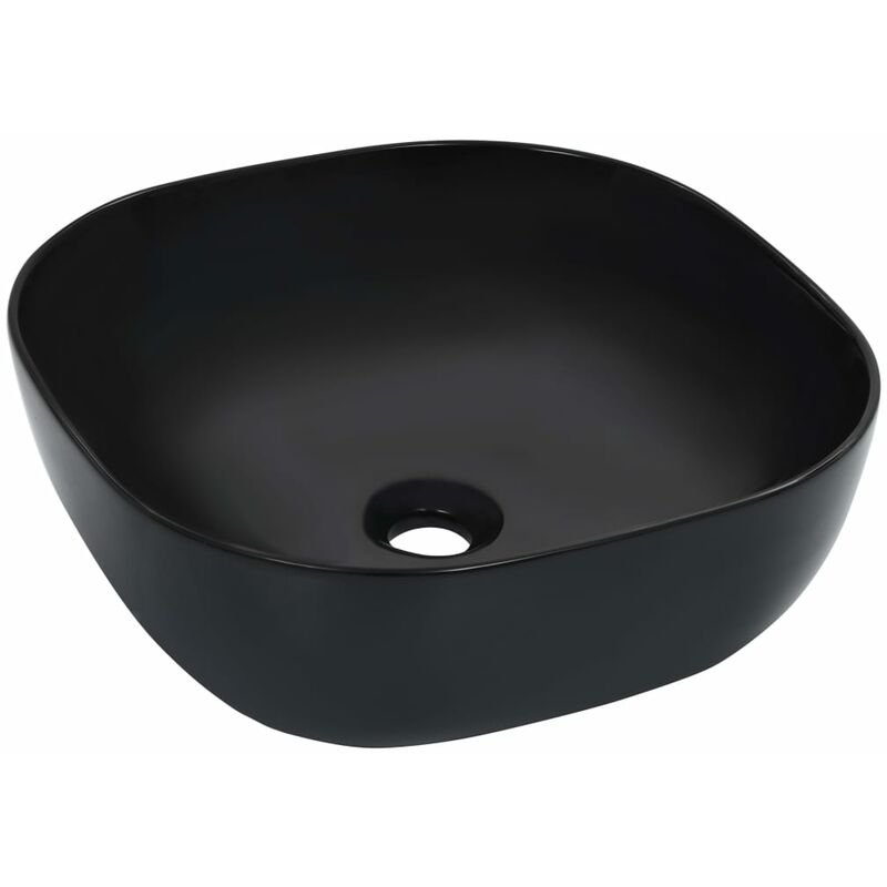 Lavabo lave-mains vasque à poser monter salle de bain intérieur salle d'eau cabine de toilette maison 42,5 x 42,5 cm céramique noir