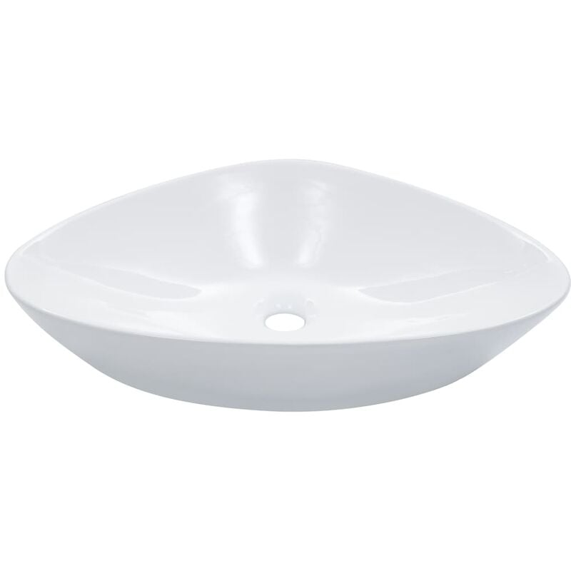 Lavabo lave-mains vasque à poser monter salle de bain intérieur salle d'eau cabine de toilette maison 58,5 x 39 cm céramique blanc