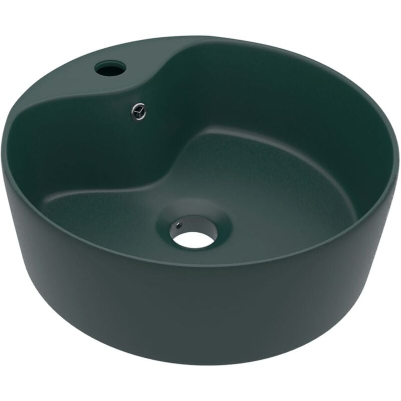 

Lavabo lujo con rebosadero cerámica verde oscuro mate 36x13 cm - Verde - Vidaxl