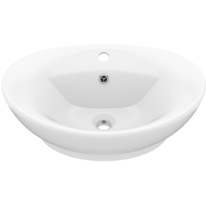 

vidaXL Lavabo lujoso con rebosadero cerámica blanco mate 58,5x39 cm - Blanco