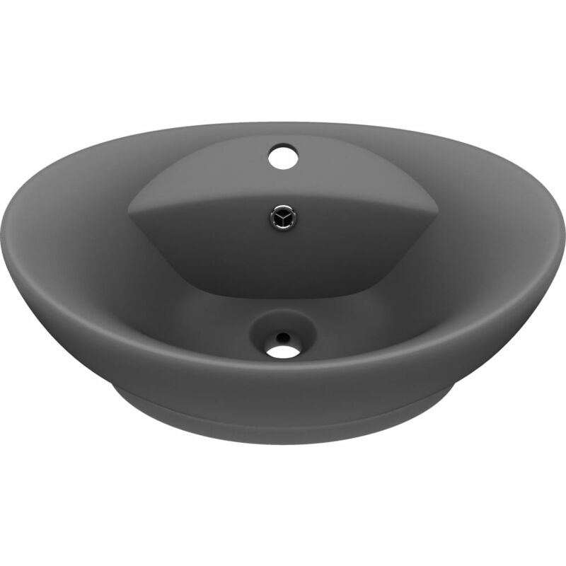 

Vidaxl - Lavabo lujoso con rebosadero cerámica gris oscuro 58,5x39 cm - Gris