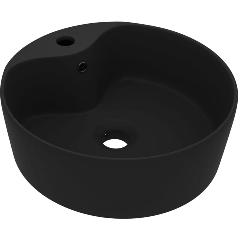 

vidaXL Lavabo lujoso con rebosadero cerámica negro mate 36x13 cm - Negro