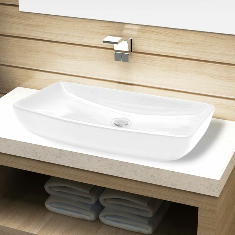 

Lavabo lujoso rectangular ceraminca blanco 71x39 cm