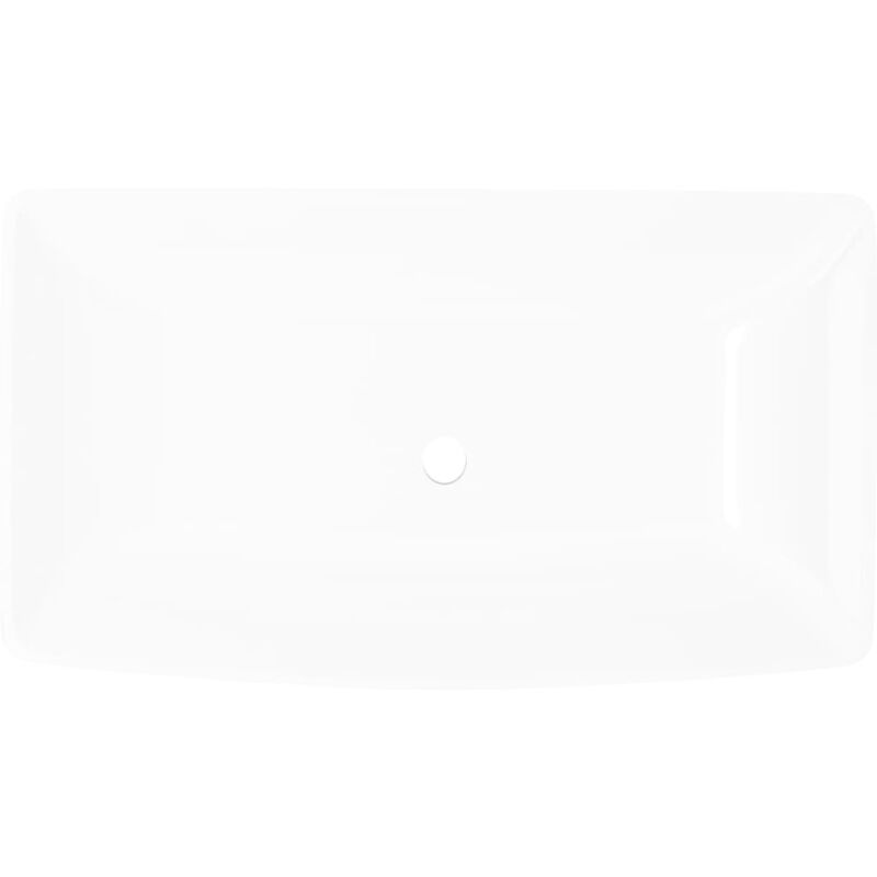 Lavabo Cer/ámico Lujoso en Forma Rectangular Blanco 71 x 39 cm